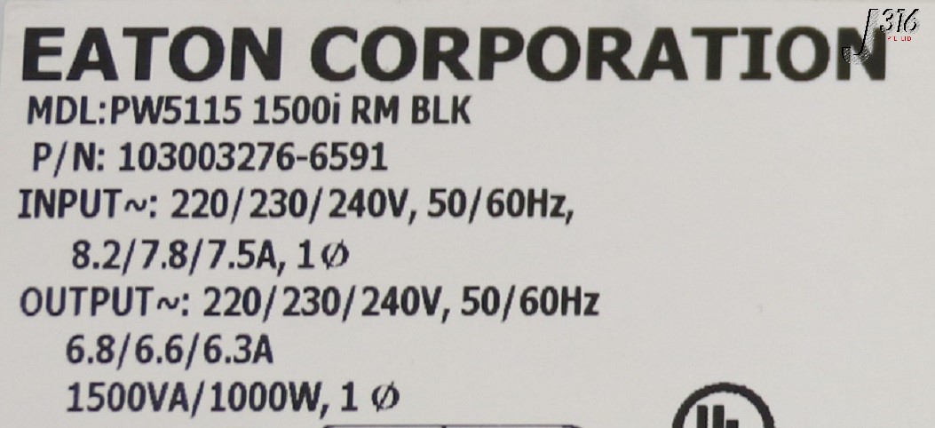 28496 APPLIED MATERIALS EATON RACKMOUNT UPS, MODEL: PW5115 1500I